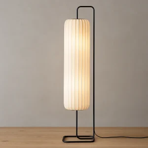 Gulvlampe i sedertre – japansk stil med mykt LED-lys