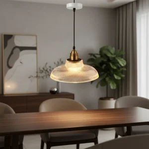 Moderne pendellampe i metall og glass – AmbiGlow