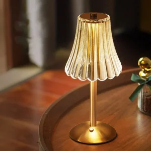 Gyllen krystallbordlampe – Aurora Luxe