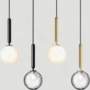 Glasskule pendellampe – opal og fasett
