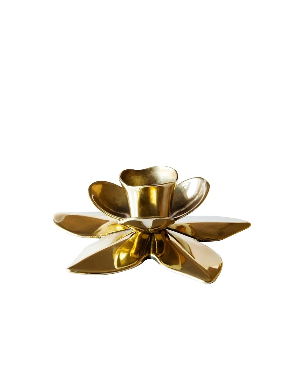Italiensk "Flower" Art Deco lysestake i messing - passer til kronelys