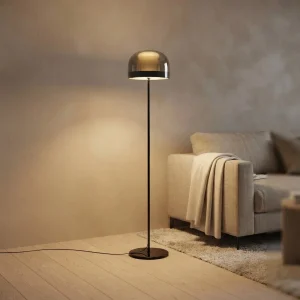 Lampe med glasskuppel – gull/grå