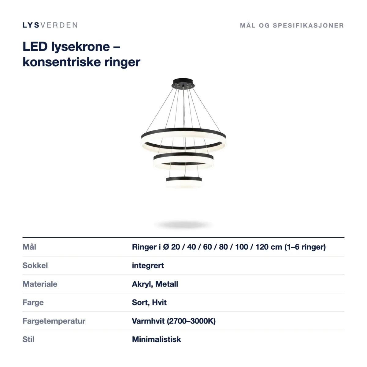 LED lysekrone – konsentriske ringer - Image 8