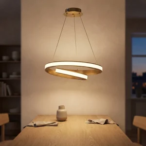 Spiralformet LED pendellampe – gullring i loop