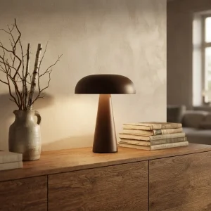 Mushroom-bordlampe i metall – 4 fargetemperaturer, Enkel lading