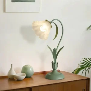 Sengelampe i fransk vintage-stil – bordlampe med blomstermønster